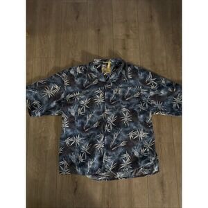 Coconut Pier‎ Men Shirt Size 2XL Blue Hawaiian Button Up Vintage 90s Floral  XXL